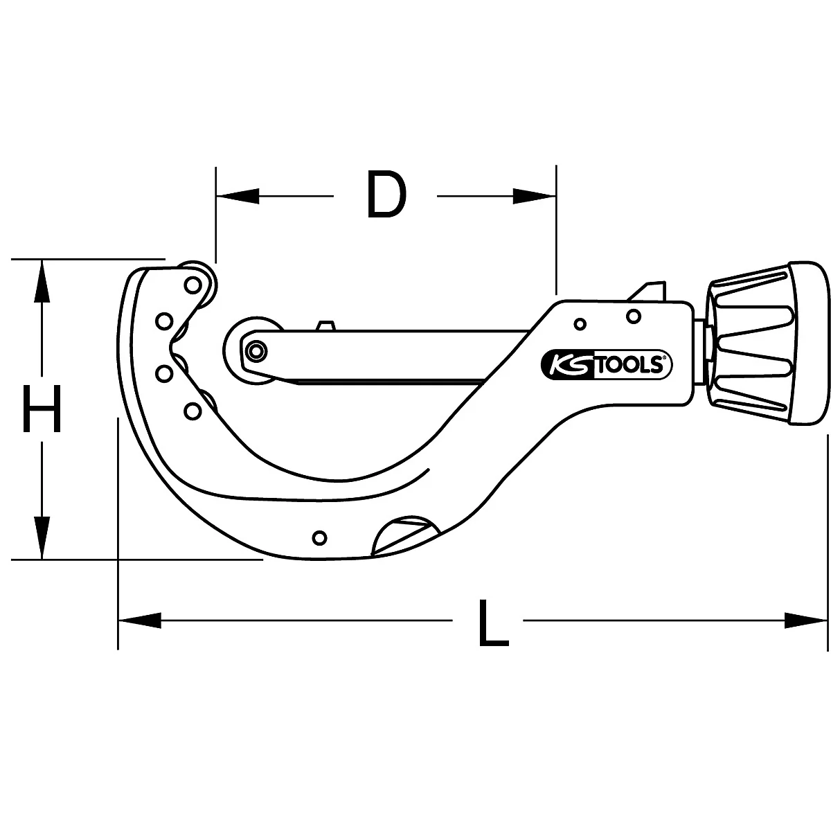 Rohrschneider, Strichzeichnungen mit Maßangaben. Kennzeichnung: KS TOOLS.